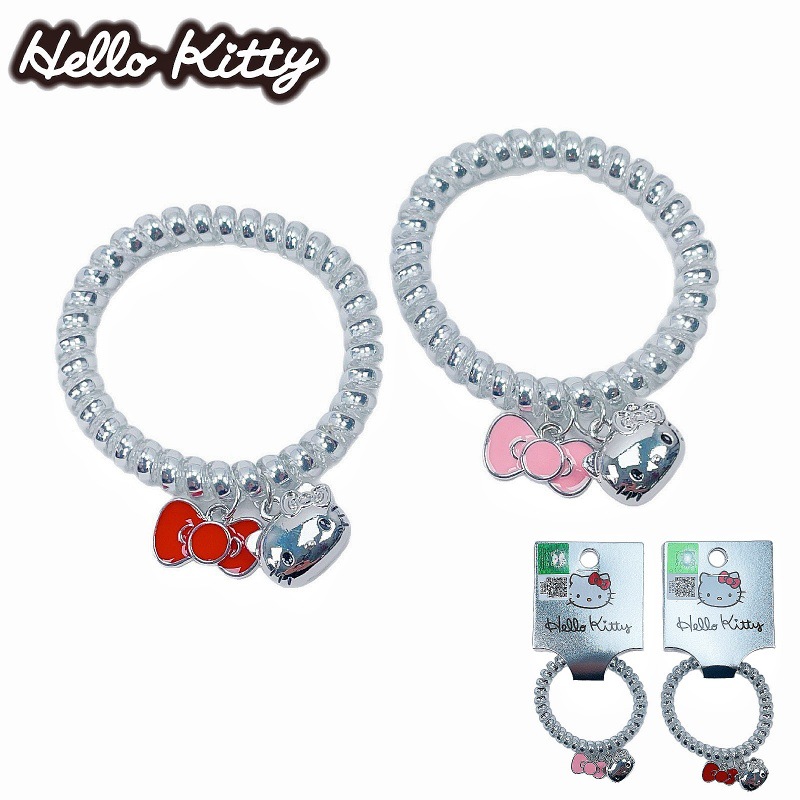 正版Hellokitty少女电话线发圈金属蝴蝶结合金发绳凯蒂猫手环1677