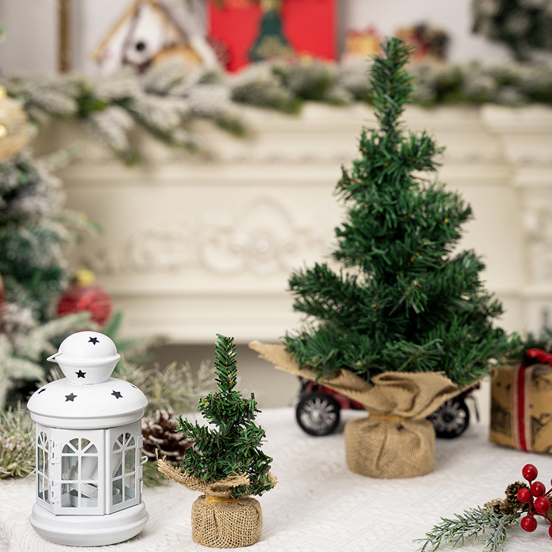 圣诞桌面麻布底座小树_08