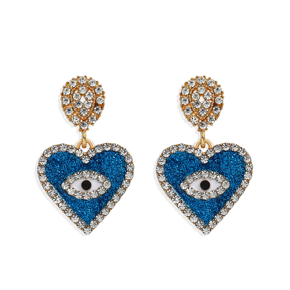 Demon Eyes Heart Diamond Earrings display picture 4