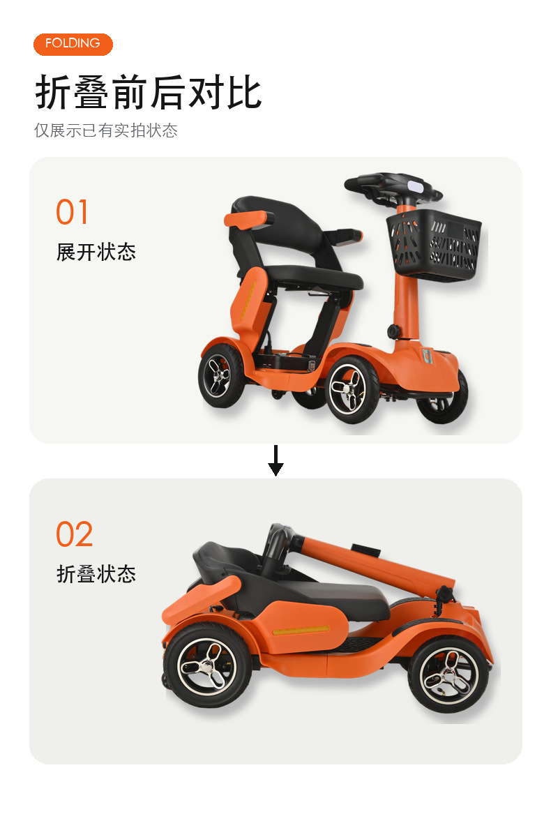 Chacha Bear electric scooter for the elderly, electric four-wheeler for home use, foldable electric mobility aid for seniors and disabled people