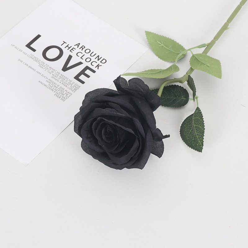 Rosa de simulación negra Rosa Halloween Festival de fantasmas Horror Estilo gótico Serie oscura Decoración Flor falsa