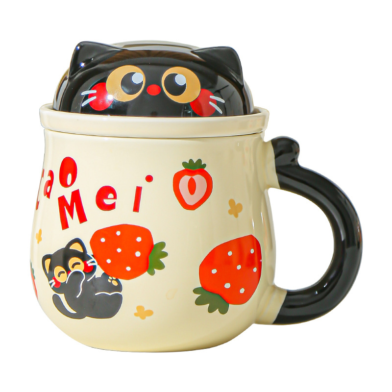 Fruta creativa gatos con tazas de fugas de té encantadoras caricaturas de alto valor de la cara de la taza de desayuno de leche doméstica taza de agua de oficina