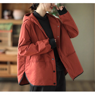 Artistic Retro Quilted Jacket Women's 2023 Winter New All-match Casual Hooded Thickened Cotton-padded Warm Cotton-padded Coat