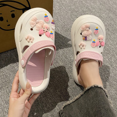 Baotou Crocs Slippers Women's Summer New Thick-soled Cartoon Cute Non-Slip Outerwear Wet Water Reversible Sandals and Slippers