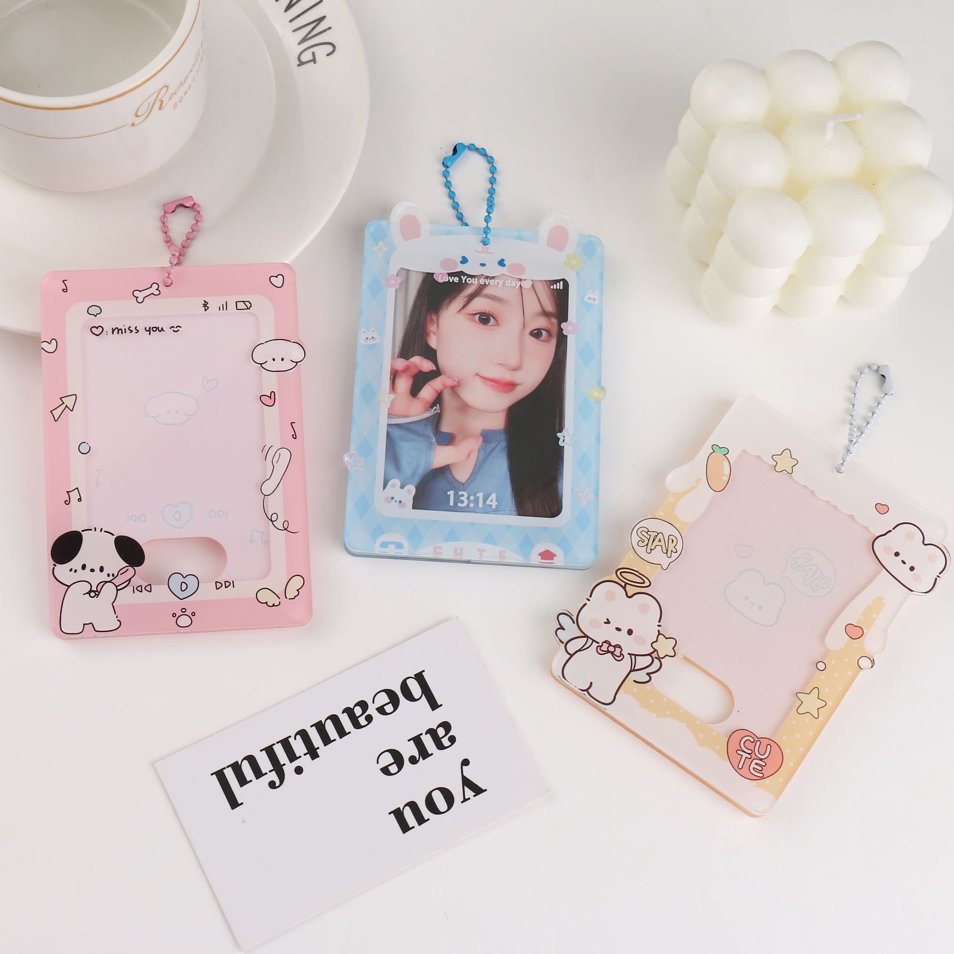 Original cachorro teléfono móvil de dibujos animados Tarjeta de acrílico titular de la tarjeta Tarjeta de ladrillo Goo Tarjeta De pie titular de la tarjeta de escritorio tarjeta pequeña cubierta protectora