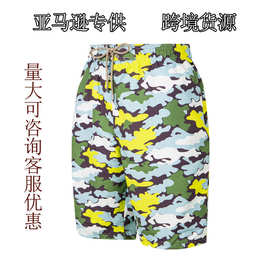 男短裤夏季休闲运动宽松桃皮绒欧美外贸迷彩印花沙滩裤批发定制