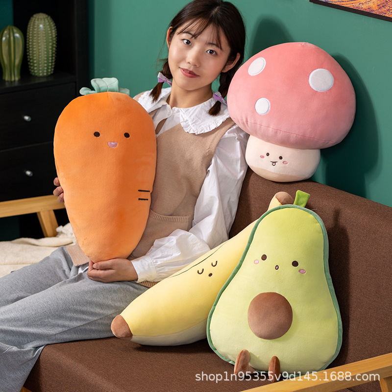 Cute Creative Fruit and Vegetable Plush Toy Pillow Home Office Sofa Lumbar Support Bedside Cushion as a Birthday Gift