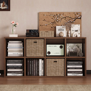 Bookshelf Floor Storage Rack Simple Bookcase Household Pad Cabinet Eight-compartment Cabinet Living Room Low Cabinet Storage Cabinet Storage Cabinet