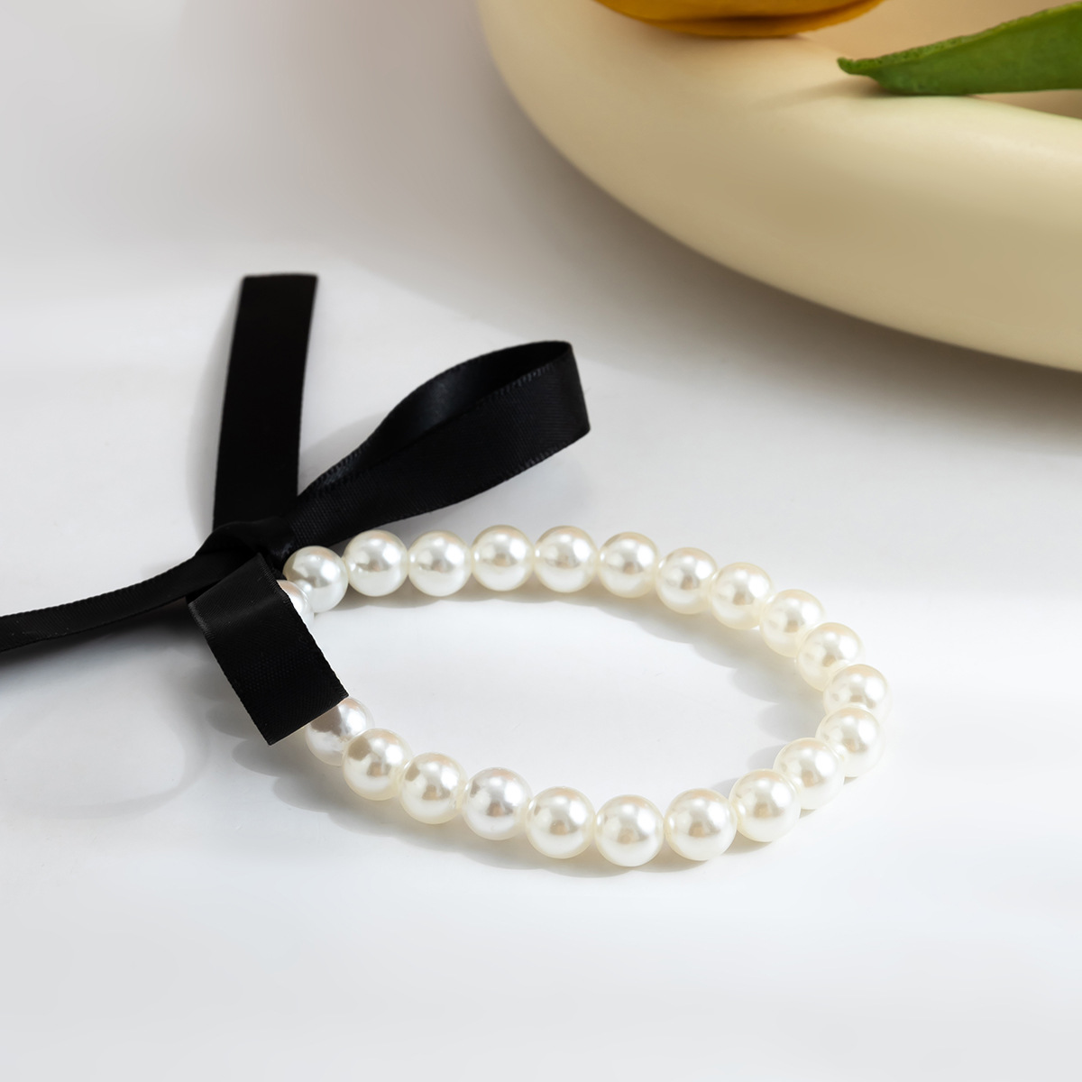 Retro Bow Knot Imitation Pearl Flannel Beaded Women's Bracelets Necklace display picture 33