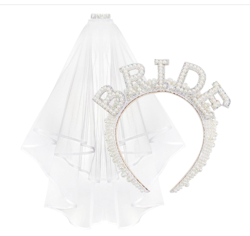 bride Bride Pearl Headband Veil Hair Accessories Wedding European And American Party Supplies Wholesale_voghion.com