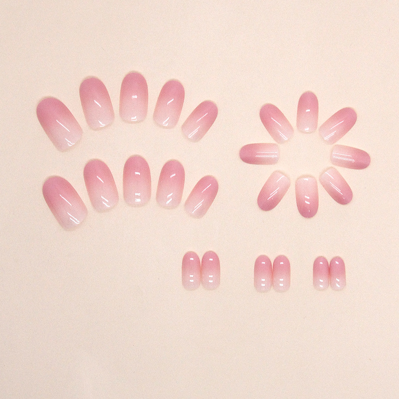 Faux ongles ovales rose progressif pour fille, pur désir, doux, produits finis pour ongles, lot mixte_voghion.com