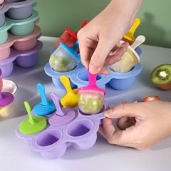 Silicone Ice Tray Popsicle Mold Home Honeycomb Round 7-Hole Cover Ice Cube Tray Popsicle Bar Mold DIY Ice Making Tool