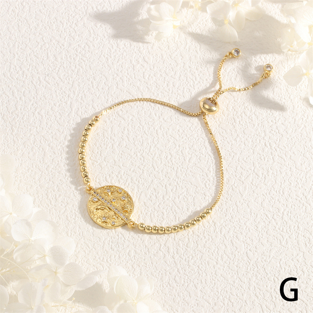 10g Weight Copper Pendant Material Zircon Inlay Material Bracelets Classification Copper Chain Material Daily Occasion Copper Material Sun, Moon, Heart Shape Pattern Women's Gender Beaded, Star Design Simple Style Style Copper Simple Style Beaded Star Sun Moon Heart Shape Zircon Bracelets 12