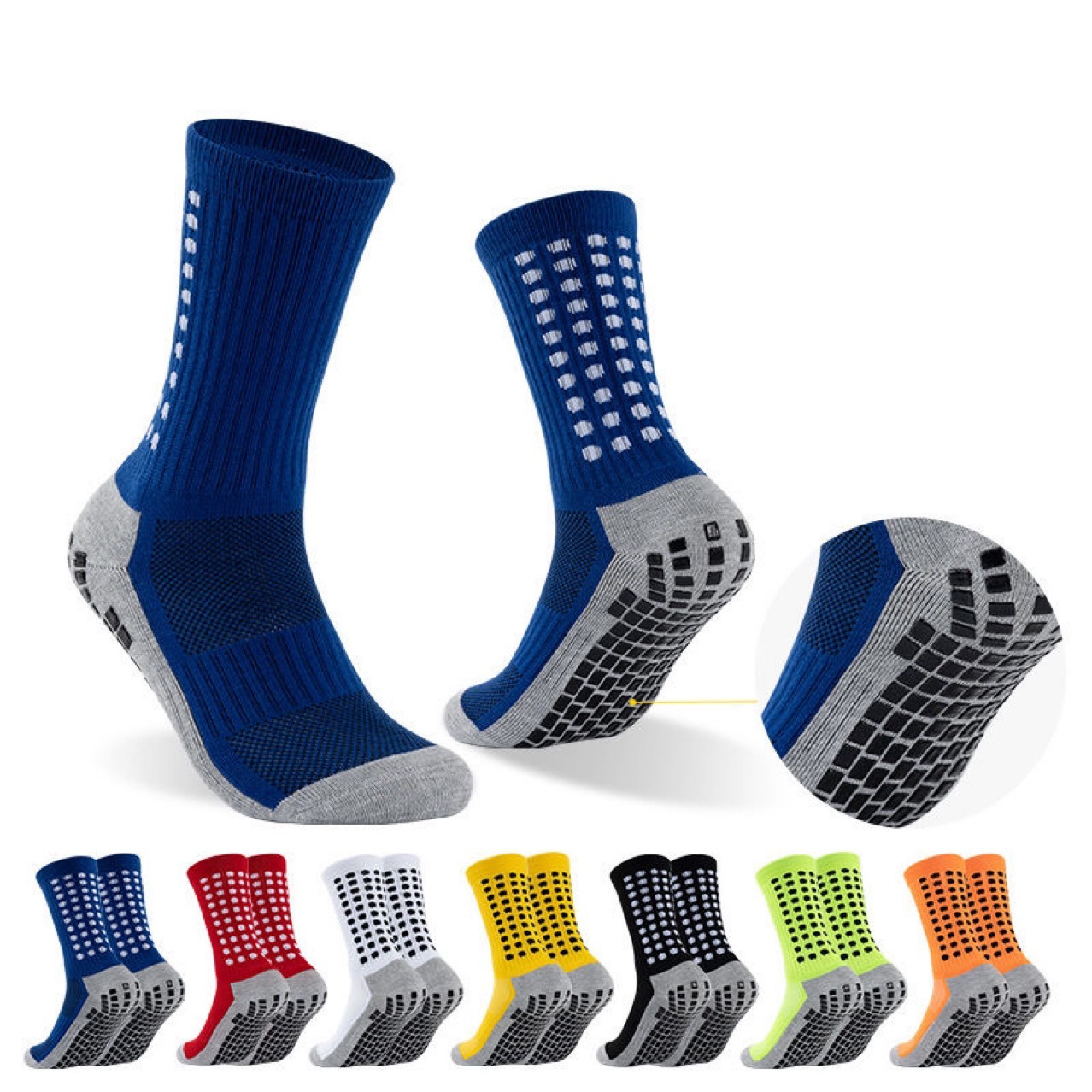 Thickened Student Training Socks for Adults, Men and Women, with Anti-Slip Rubber Dots, Sports Socks, Towel Bottom, Mid-Calf Socks, Football Socks, Cross-Border