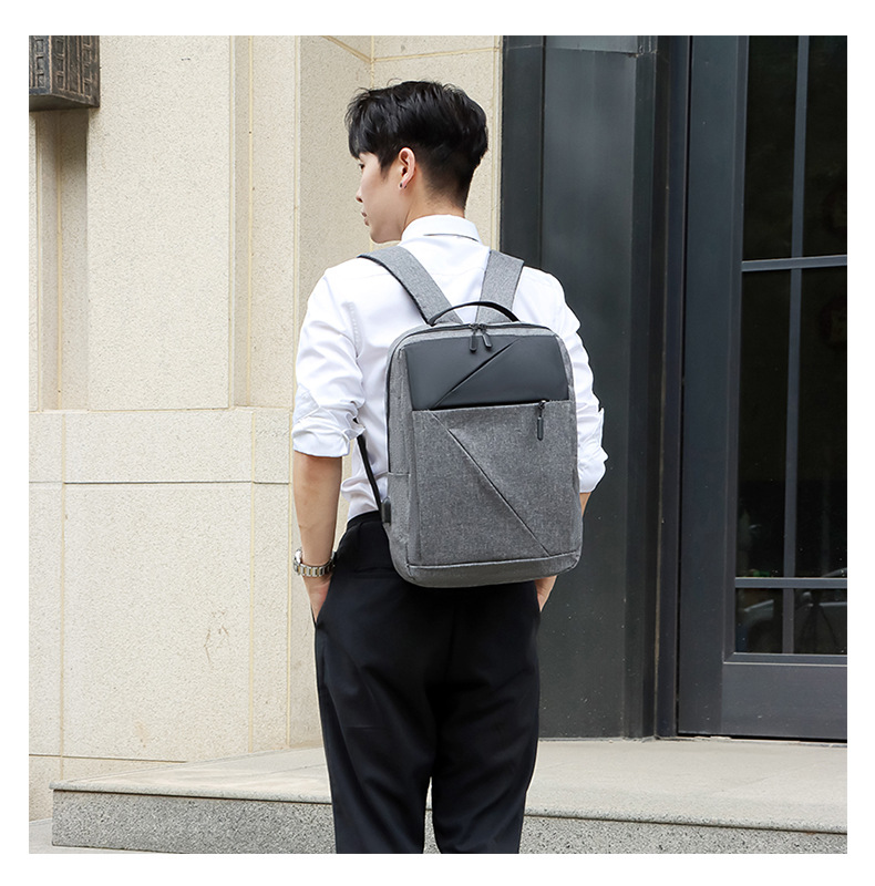 New Oxford fabric solid color backpack, a fashionable and simple large-capacity backpack for business commuting and college students' computer schoolbag undefined