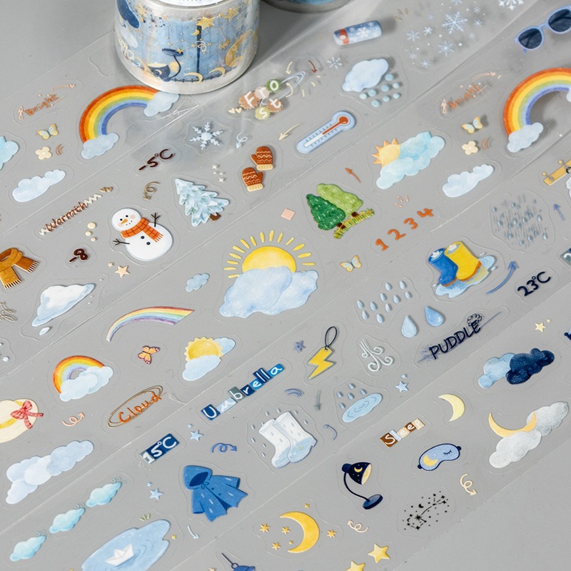 Weather Forecast Series Pet Die-Cut Tape 3.5Cm*2M Tomato Sauce Girl Weather Elements Journal Decoration