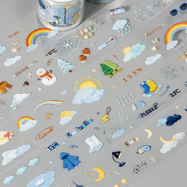 Weather Forecast Series Pet Die-Cut Tape 3.5Cm*2M Tomato Sauce Girl Weather Elements Journal Decoration
