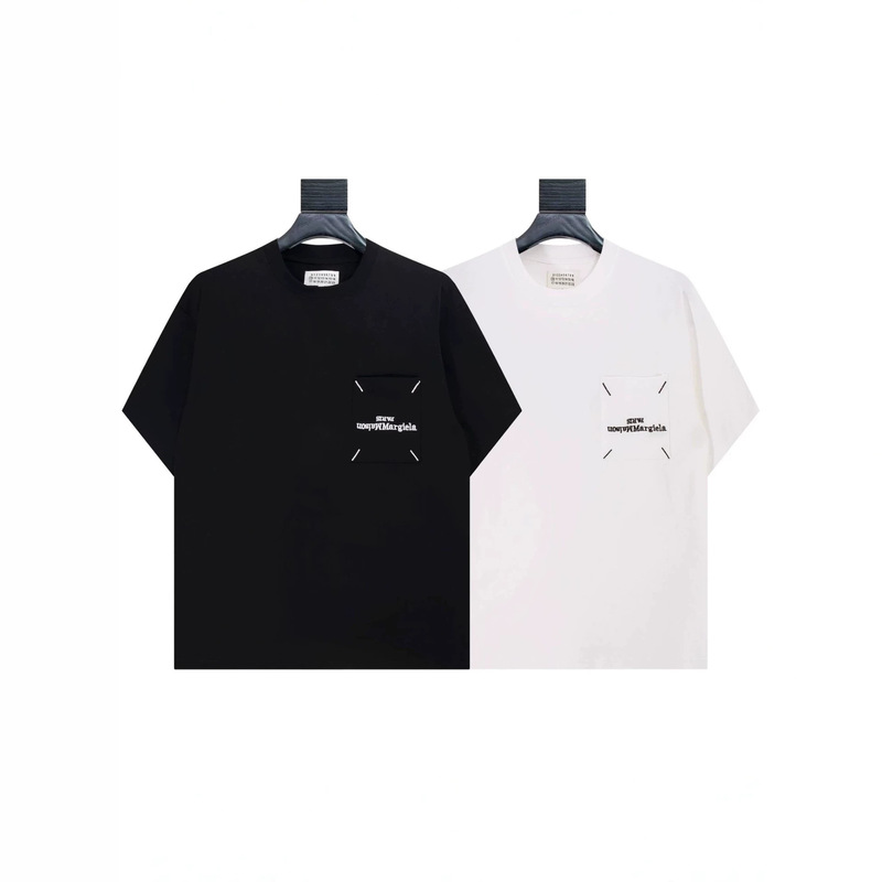 Maison Margiela Mm6 Series Pocket Embroidery Round Neck Casual Short-Sleeve T-Shirt with Complete Tags Maison Margiela Mm6 Series Pocket Embroidery Round Neck Casual Short-Sleeve T-Shirt with Complete Tags