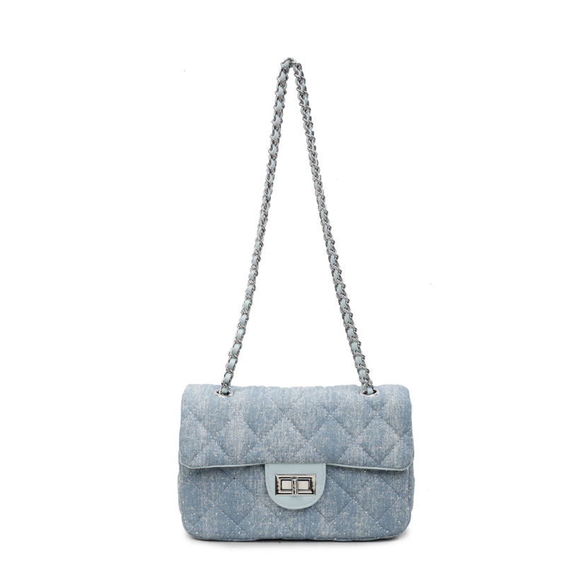Tendencia de moda denim bolso de cadena de bolso cuadrado 2025 nuevo pequeño viento de fragancia superfuego bolso de hombro ocio bajo la axila