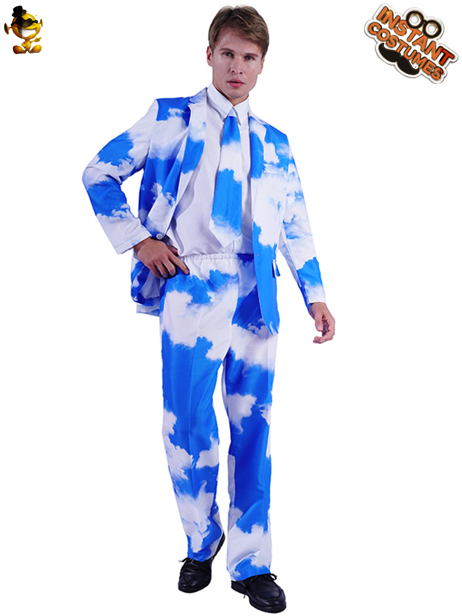 Traje de Halloween de los hombres de cielo azul y nubes blancas traje colorido traje Cosplay traje