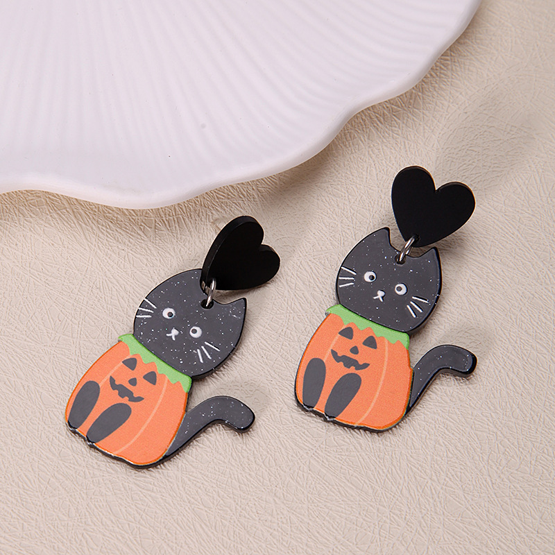 1 Pair Funny Cat Printing Arylic Earrings display picture 1