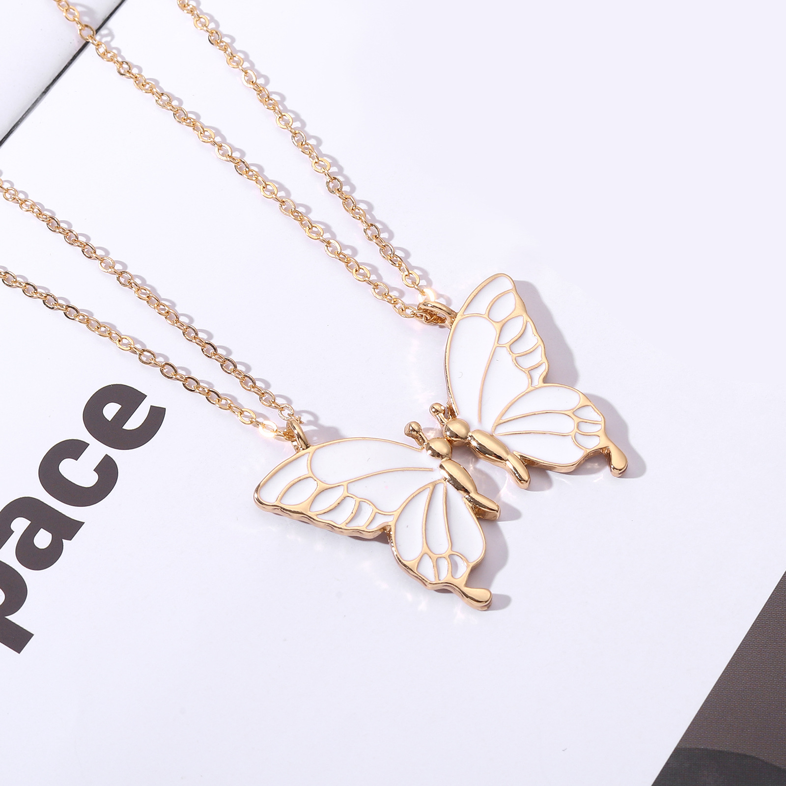 2 Piece Set Simple Style Butterfly Alloy Stoving Varnish Metal Womenu0027S Necklace
