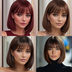 TEMU ヨーロッパとアメリカのショートヘアウィッグ女性のショートストレートヘアエア前髪ボボボブヘアコスプレデイリーウィッグ