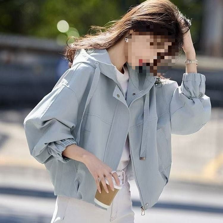 通勤短款连帽外套女2025年新款春秋款小个子宽松休闲夹克上衣|undefined