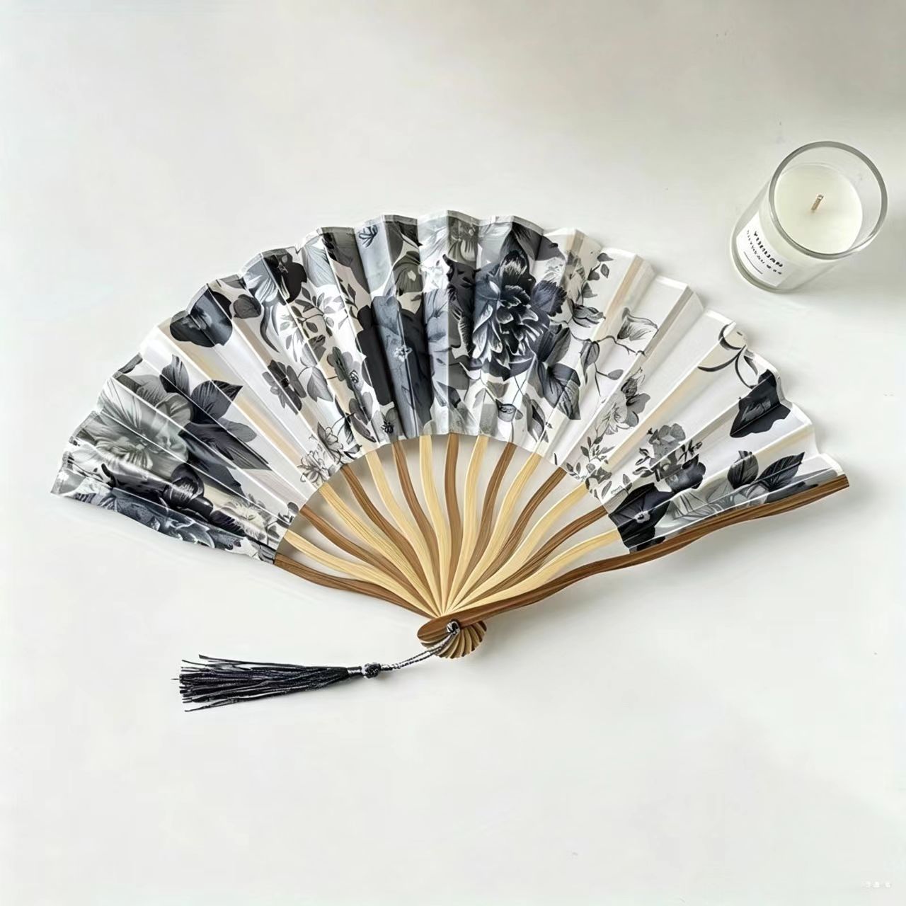 Ancient style folding fan - gray dragon fan