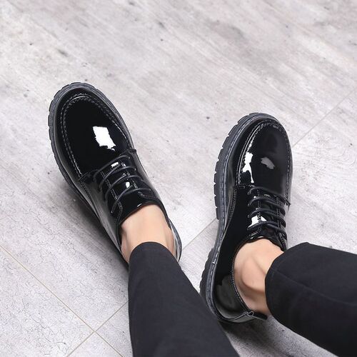 Summer suit leather shoes for men, formal business casual breathable Korean style trendy blue plus one, English black small leather shoes