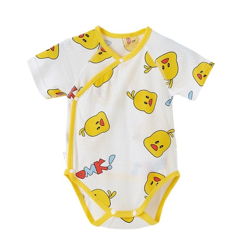 Baby one-piece cotton short-sleeve triangle top, boneless thin newborn infant Category A summer crawling suit, diaper cover.