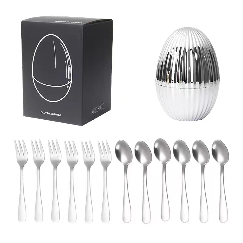 작은 줄무늬 12 피스 세트 실버