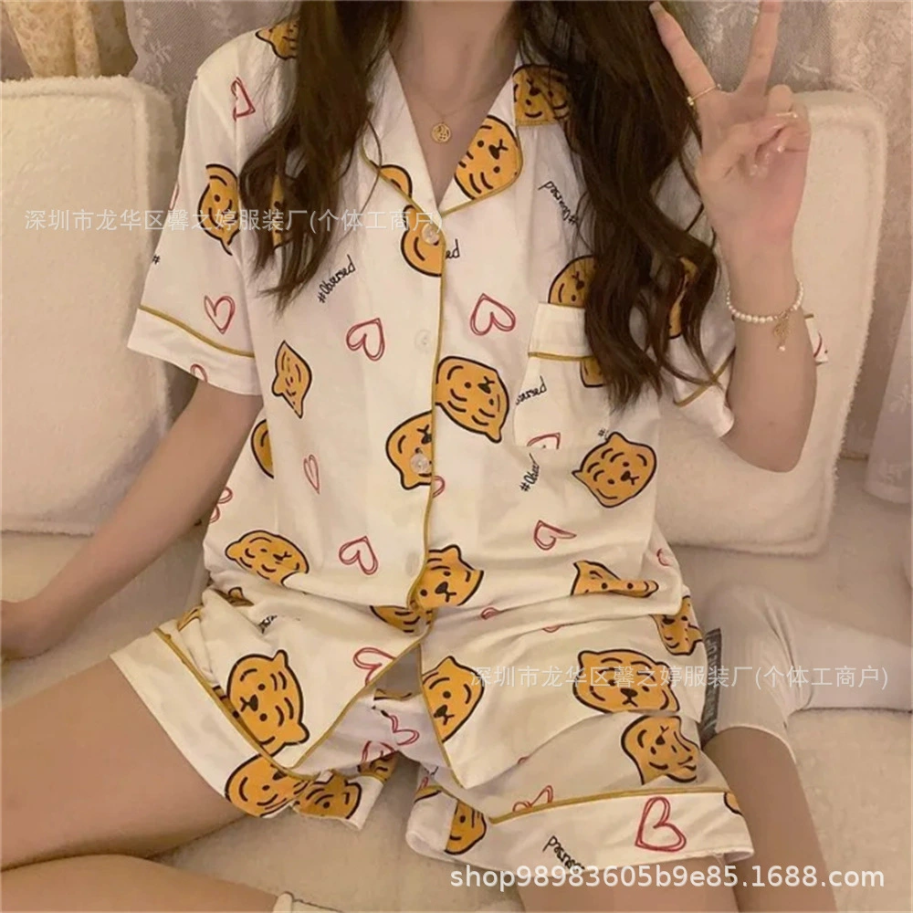 Пижамный комплект Brand Fresh: шорты и тонкий кардиган, короткий рукав, японско‑корейский стиль