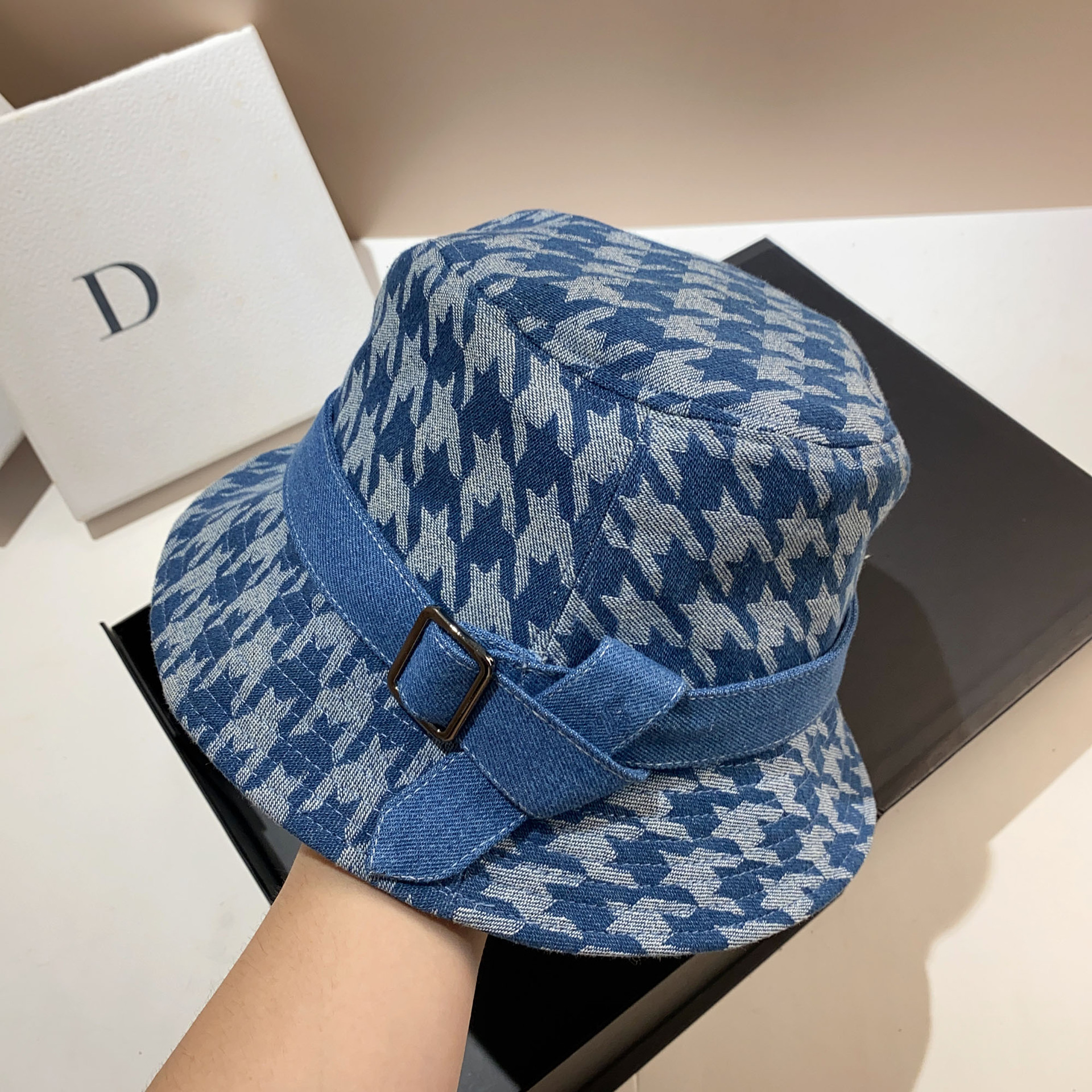 Cappello da pescatore retrò con griglia a forma di mille uccelli, da donna, per primavera e autunno, alla moda, casual, da esterno, di medie dimensioni e spesso_voghion.com