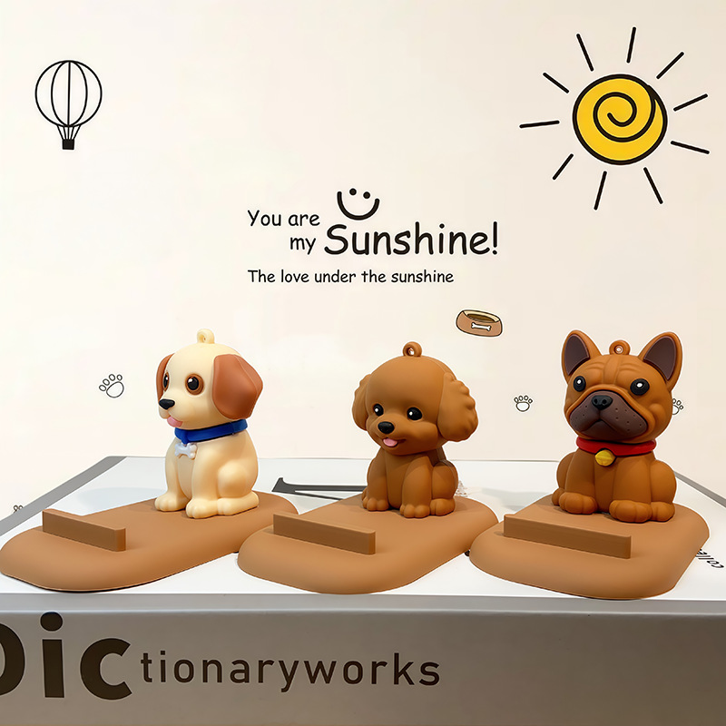 Creative Puppy Phone Stand Cute Desktop Decoration Ornament Adorable Pet Dog Cartoon Figurine Small Gift_voghion.com