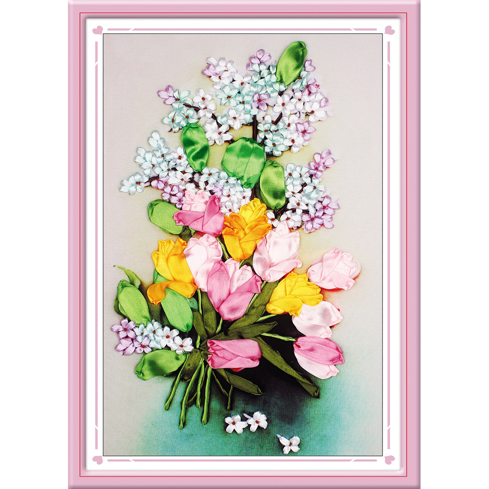 Oujin nianhua cinta bordado fábrica directa color impresión colgante pintura floral fragancia sala de estar entrada pintura decorativa
