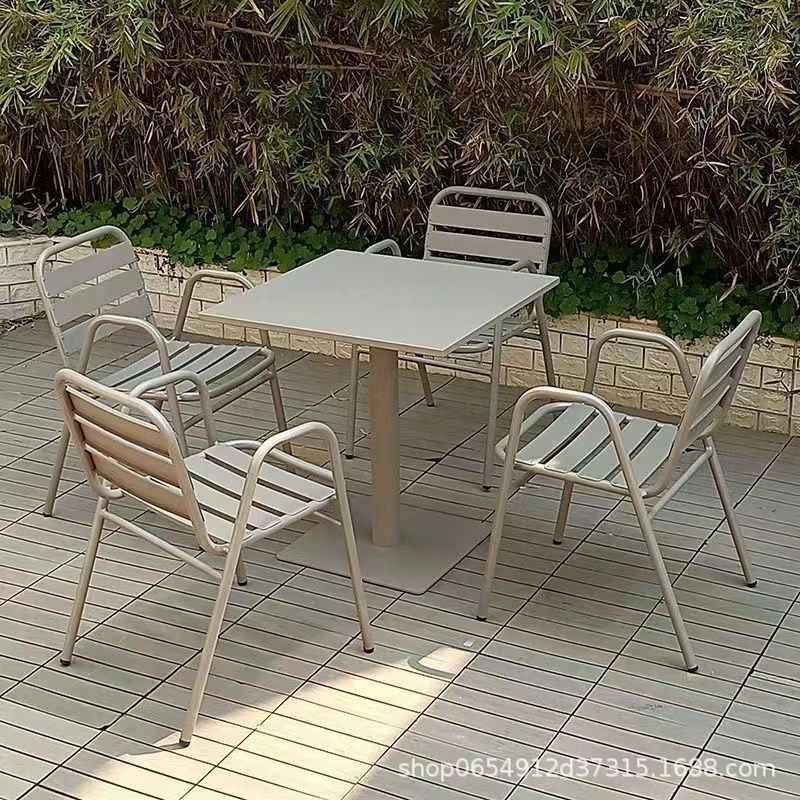 Mesas y sillas al aire libre aleación de aluminio al aire libre impermeable protección solar patio jardín de ocio balcón al aire libre té con leche café exterior
