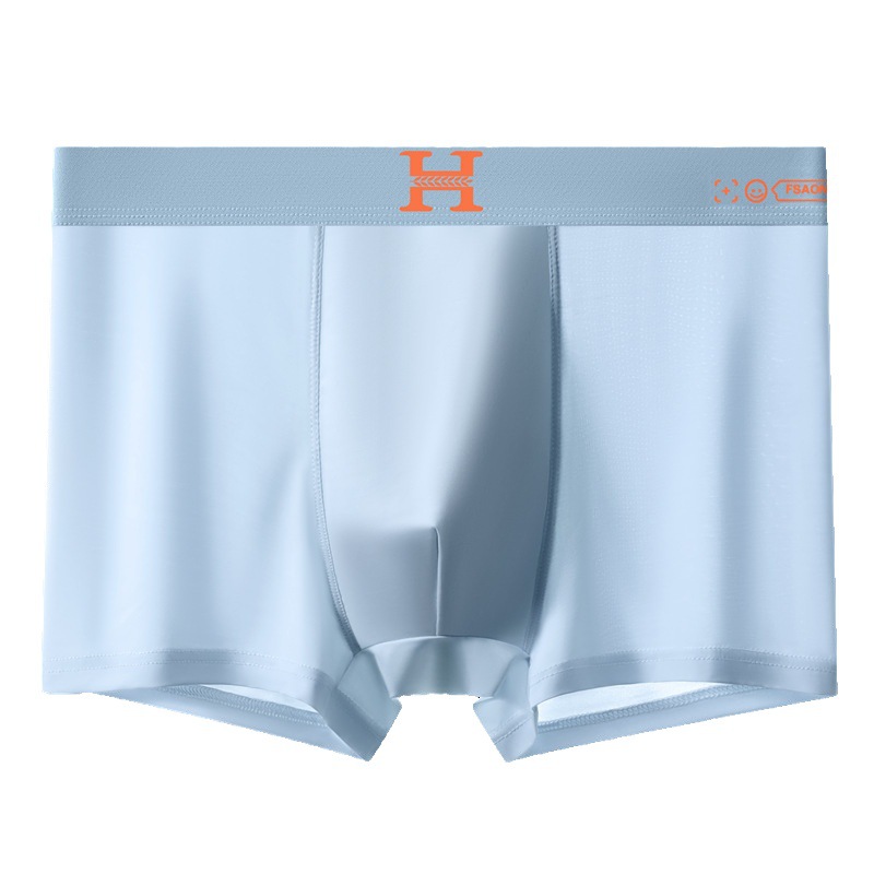 Ropa interior de seda de hielo para hombres, pantalones bóxer para niños, antibacterianos y sin costuras, pantalones cortos bóxer finos de verano transpirables, bragas para hombres