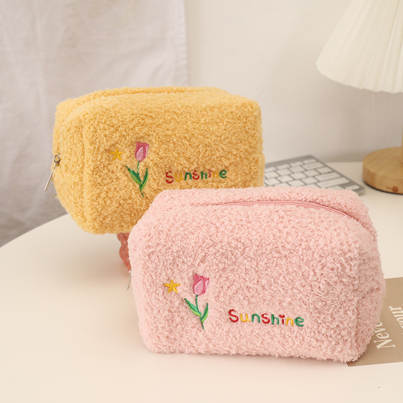 Flower Plush School Korean Style Pencil Case display picture 2