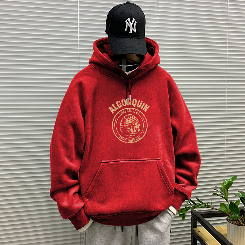 Primavera y otoño pesado suéter con capucha de los hombres marca moda invierno Top HOODIE más terciopelo abrigo americano pareja pullover
