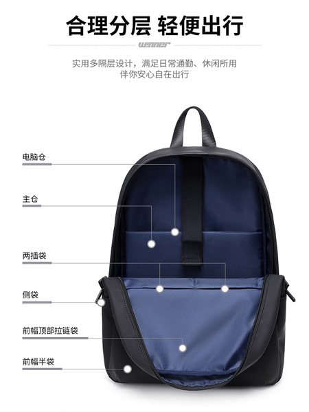 Capacious casual backpack