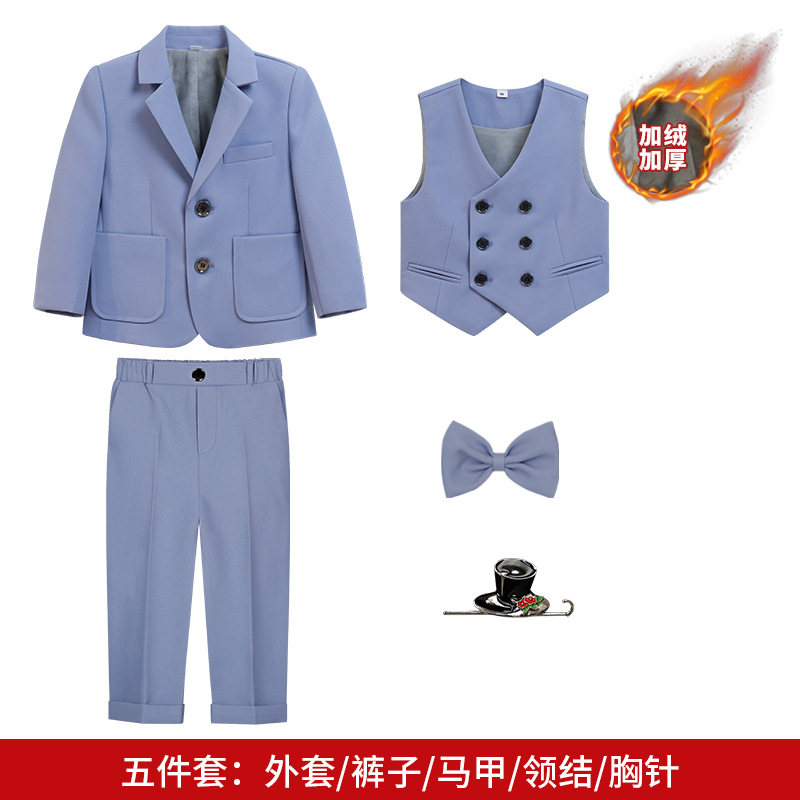 Traje de los muchachos vestido de primavera y otoño nuevo color sólido británico pequeño traje de los muchachos de piano anfitrión actividad rendimiento traje