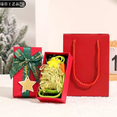 Car hanging: products, woolen Christmas tree small - green-starry-sprig-tree-ornament-christmas-gift-box-christmas-gift-bag