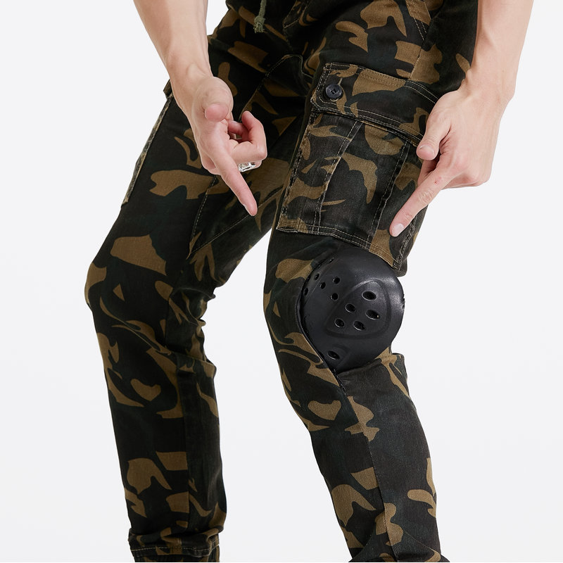 LOONG BIKER motocicleta pantalones de montar pantalones casuales resistentes a la caída de herramientas de la motocicleta multi-Bolsa de tobillo atado equipo de protección mejorada