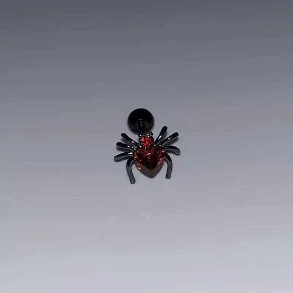 Red diamond spider ear bone nail single piece