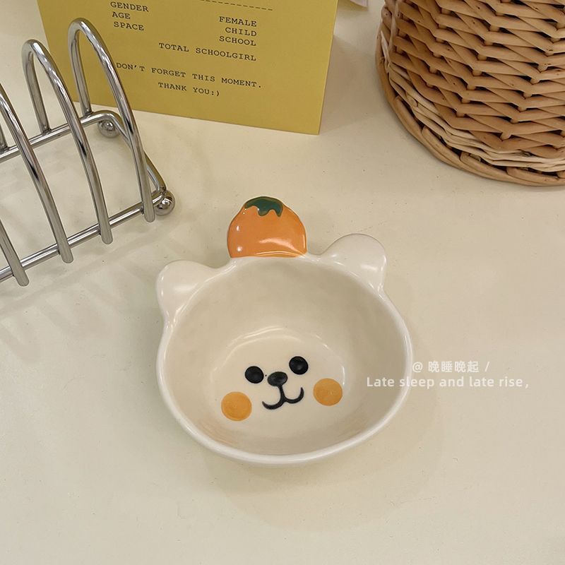 超かわいいアニメ陶磁器ボウル朝食ボウル家庭用陶磁器ヨーグルトボウル味皿に調味料皿をつけたおかず皿|undefined