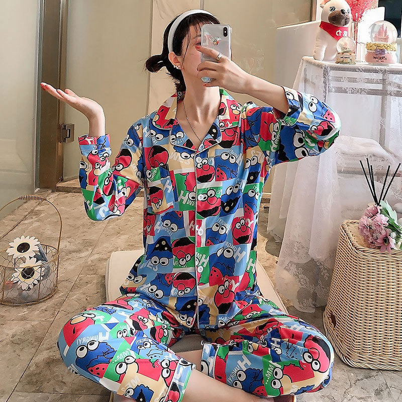 〖Flores dulces〗 Pijamas para madre, mangas largas para mujer, primavera, otoño e invierno, ropa a domicilio para mujer, traje suelto de talla grande