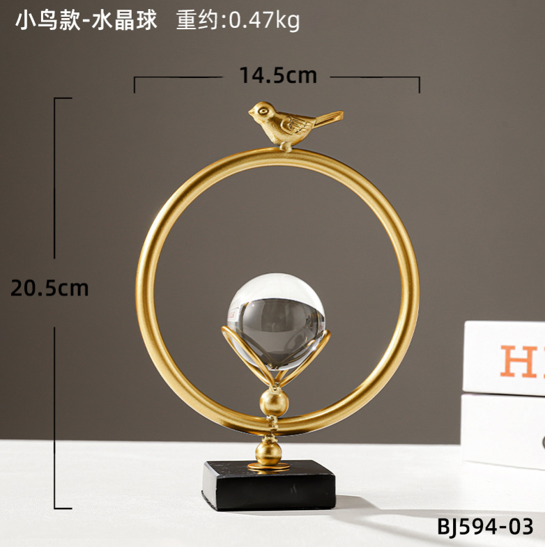 Líneas creativas de metal cristal bola decoración de nicho de alta calidad sala de estar dormitorio oficina decoración de escritorio