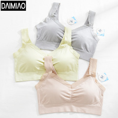 Large size underwear, thin style, big breasts, small women's no-wire bra vest with breast pads, bottoming V-neck to wrap the chest