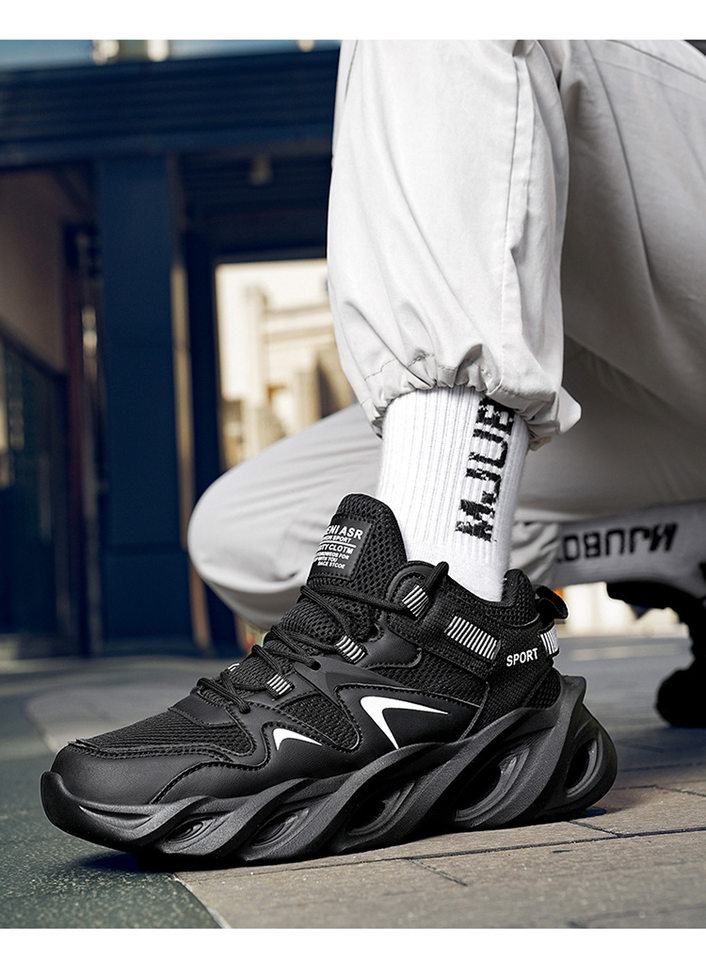 Giày thể thao nam cỡ lớn đế dày tăng chiều cao, thân lưới thoáng khí, kiểu dad shoes chạy bộ — 2607 màu đen, 2607 đen trắng xám, 2607, màu đen, trắng và đỏ chi tiết 23